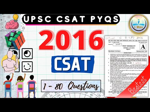 CSAT | 2016 | PREVIOUS YEAR QUESTIONS | UPSC PRELIMS | PYQ | 2013 -2021 | I WILL