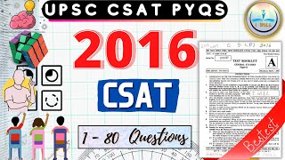 CSAT | 2016 | PREVIOUS YEAR QUESTIONS | UPSC PRELIMS | PYQ | 2013 -2021 | I WILL