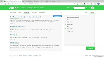 C++ Tutorial for Beginners - Edabit - Return the Remainder from Two Numbers