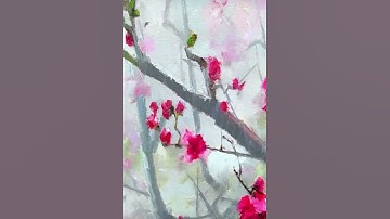 Bức tranh đôi chim và vườn đào #thanghien #thanghientranh #tranh_treo_tường #hoadao