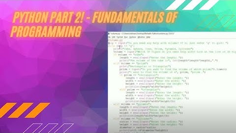 Python : Part 2 - Fundamentals of Python Programming