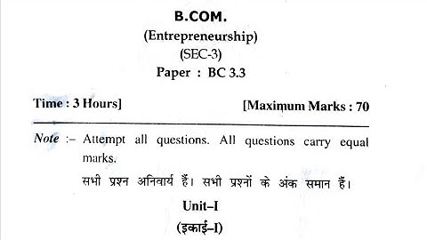 HPU Entrepreneurship question paper 2021-22 | B.Com final year question paper