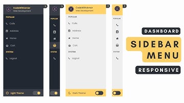 Responsive Sidebar Menu in HTML CSS & JavaScript | Dashboard Navigation  | Light Dark Theme Mode