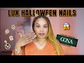 BLACK AND GOLD HALLOWEEN NAILS 🎃 GONA JEWELRY UNBOXING - Builder Gel Nails Tutorial - LGNPro