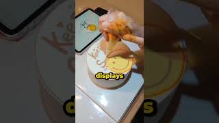 this girl uses a special projector that displays an image directly onto the cake.🎂😯