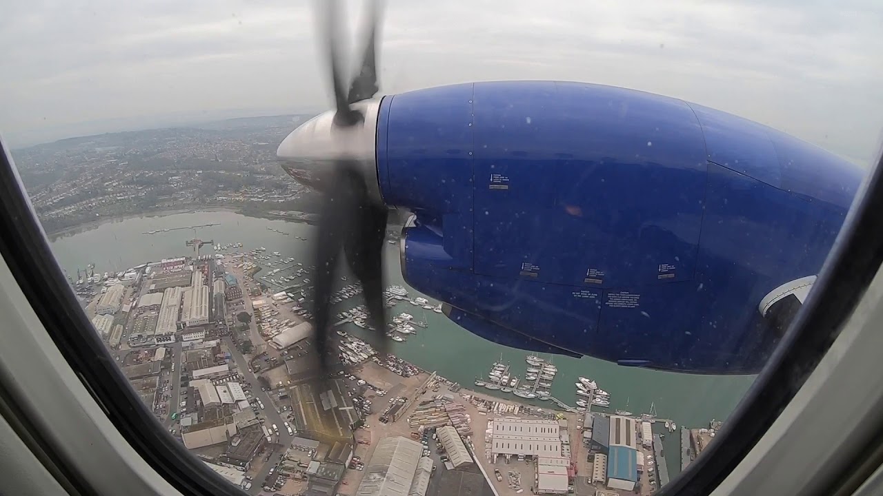 Landing & Taxi at Southampton Airport (SOU) in an Eastern Airways Saab 2000, England - 28 March 2019