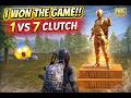 INSANE 1 VS 7 END GAME CLUTCH 🏆🔥 #PUBGMobile #ChickenDinner #1v7 #Clutch #Gaming #PUBGGameplay