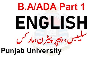 B.a Ada Part 1 English Official Paper pattern Syllabus Outline Punjab University ba ada english