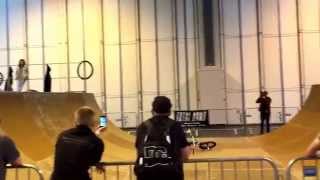 BMX half pipe 720 flip crash cycle show 2014