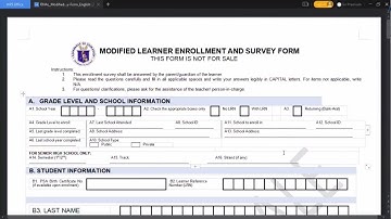 Modified Learner Enrollment and Survey Form | Guide in Filling Up