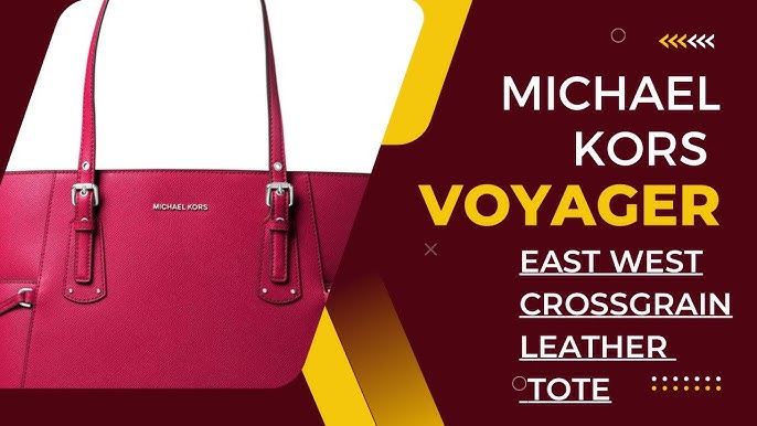 Michael Kors Voyager Travel Shoulder Tote Dark Berry Small Crossgrain  Leather