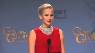 Jennifer Lawrence: Golden Globe Awards Backstage Interview (2016) | ScreenSlam