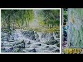 Watercolor Landscape Painting : Waterfall in Wet on Wet paint