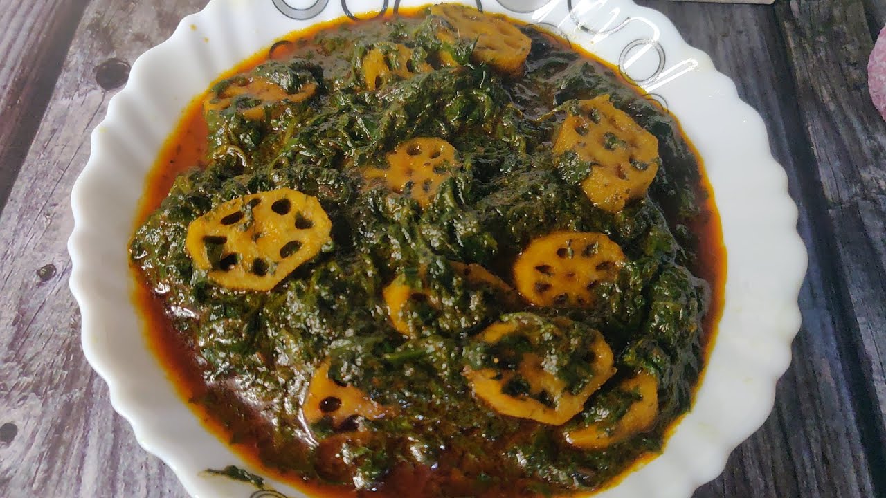 Kashmiri Spinach and Lotus Stem  |  काश्मीरी पालक नदरू रेसिपी | Kamal Kakdi Aur Palak | Palak Nadru