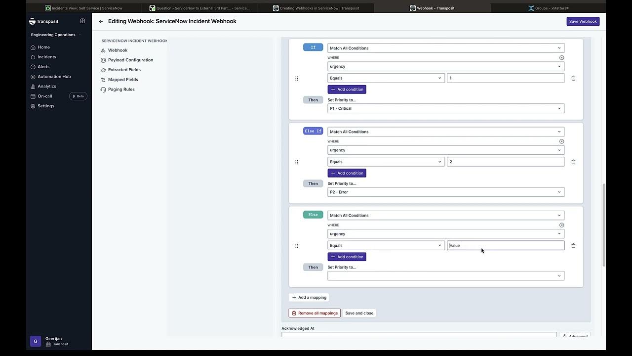 Connect ServiceNow to xMatters via Transposit YouTube