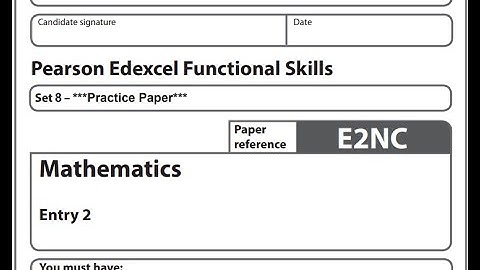 Functional Skills Maths E2 Past Paper 8 Pearson Edexcel