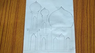 Draw | Mosque drawing | Easy to Draw Masjid | Pencil 2024 Drawing Art 3D