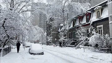 Heavy SNOW in Montreal Canada 🇨🇦 [4K] Snow falling video