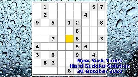 New York Times Hard Sudoku Solution. 30 October 2021