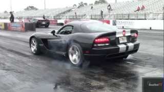 Viper SRT 10 GTS vs. Z06 - 1\/4 mile Drag Race Video - StreetCarDrags.com - Road Test TV ®