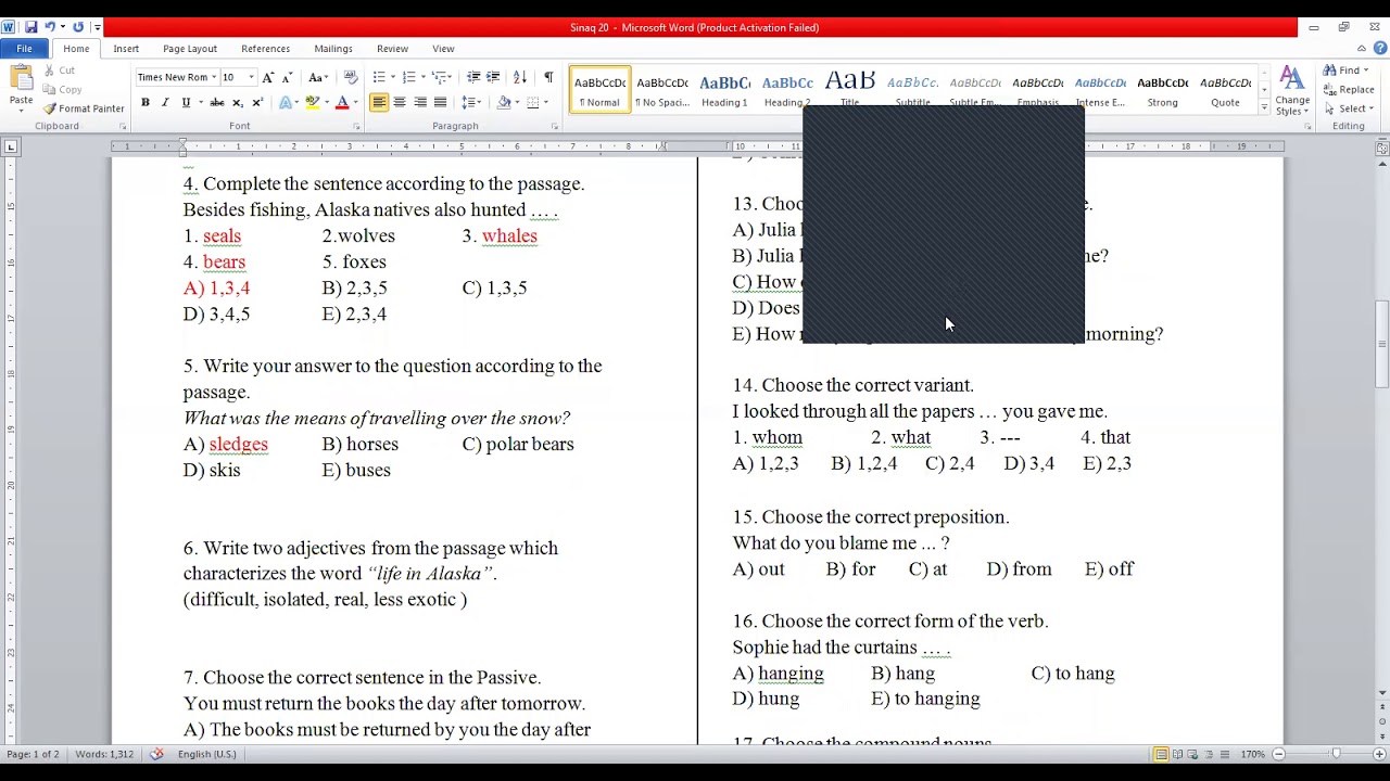 İngilis dili buraxılış sınaq (1) / Buraxilis imtahani / İngilis dili sınaq