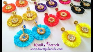 How to Make Beautiful Silk Thread Tassel Earrings with Quilled Studs | DIY | www.knottythreadz.com screenshot 4