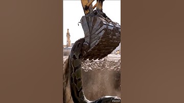 Excavator Rescues Giant Python #python #excavator #wildlife