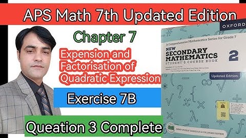 Exercise 7B Question NO 3 Complete II Maths 7th II New Secondary Mathematics Book 2.#taleem