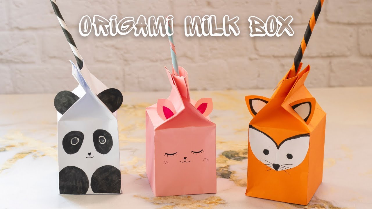 Origami paper milk box How to make Origami Paper gift Box Paper
