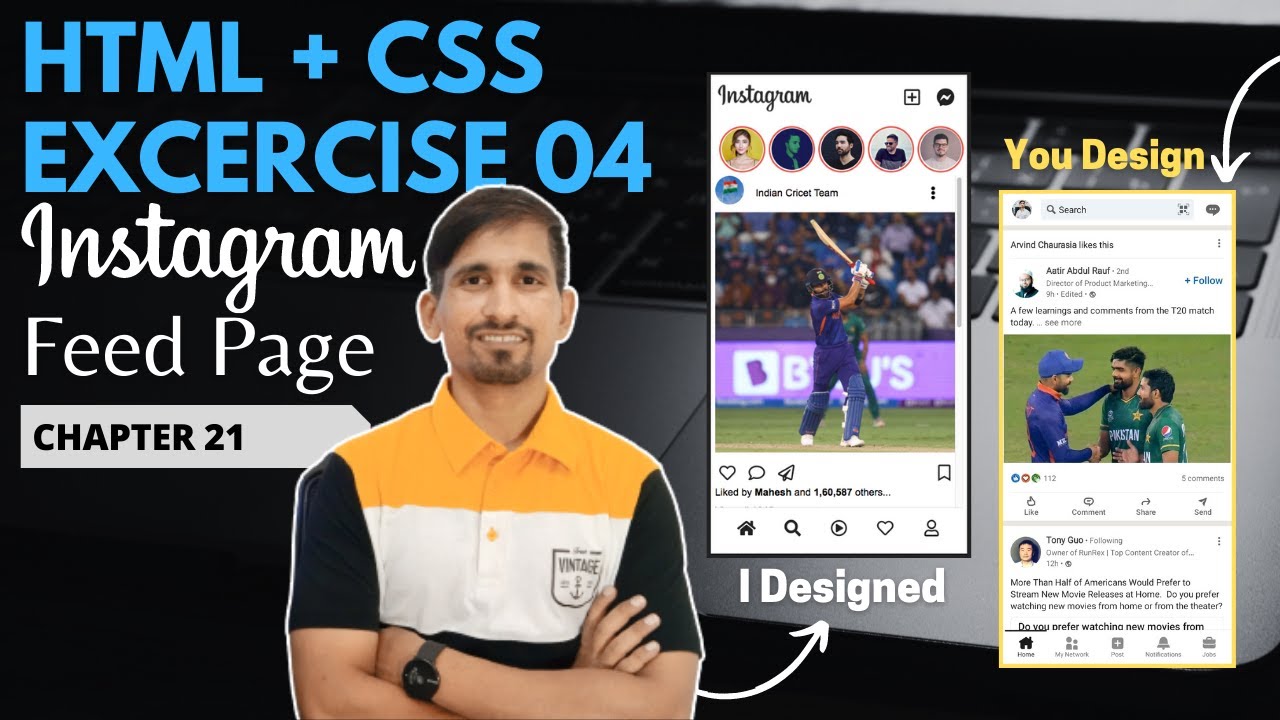 HTML + CSS Excercise: Instagram Home Page | Web Development Tutorial ...