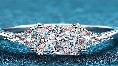 KNOBSPIN 3ct Radiant Moissanite Ring s925 Sterling Sliver Plated 18k White Gold Wedding Engagement F