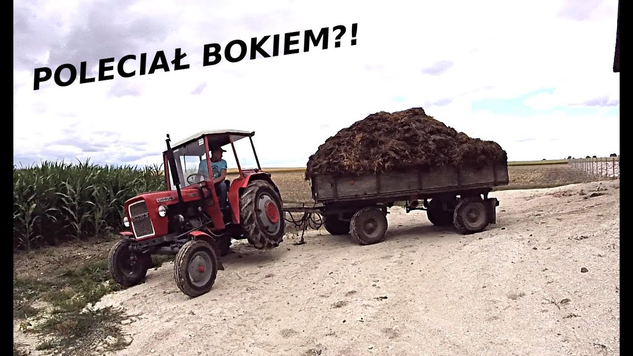 Poleciał Bokiem? // Niebezpieczny zjazd z przyczepą // Wywóz obornika 2018 // Case & C330 & D-45