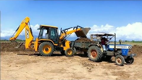 Jcb beackhoeloder front bucket soil (mud) trolley loading in mahindra, sonalika, John deere, tractor