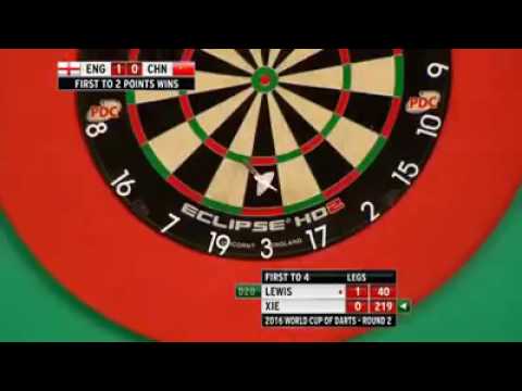 Wenge Xie from China with a great reaction - World Cup Of Darts 2016