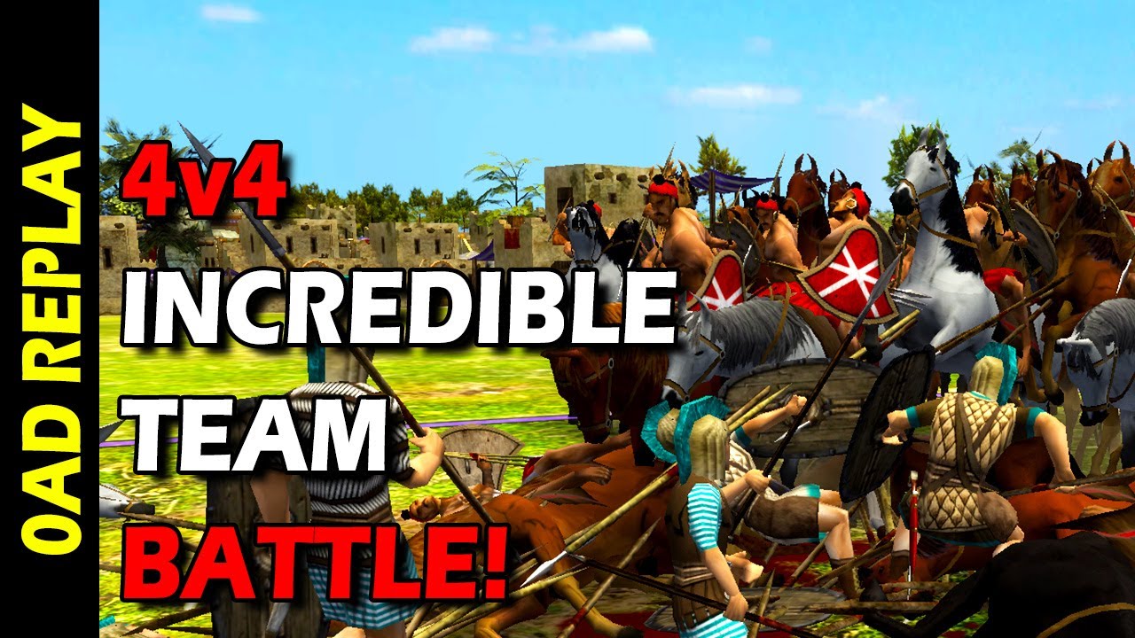 0AD - 4v4 Incredible Team Battle!