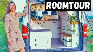 VAN TOUR of TINY VAN with pullout BED | Mercedes VITO Mini Campervan Conversion
