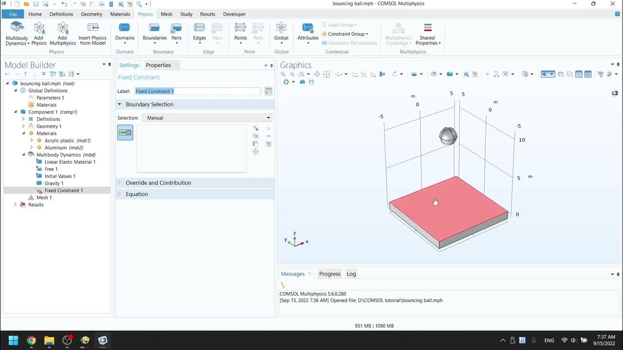 9. How to add Physics in COMSOL Multiphysics (bouncing ball project 2/3
