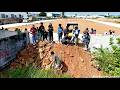 Incredible First Step Landfilling Dozer D31P Leveling Down Hill Fill Up & Truck5T Unload Stone
