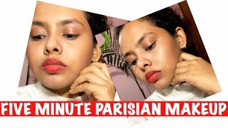 5 Minute Parisian Makeup | Easy Red Lip Makeup Tutorial