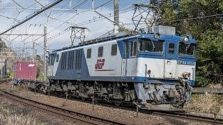 JR貨物　EF64-1034　愛A24　3075レ　踊り子108号と離合　＠早川～根府川