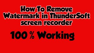 How To Remove Watermark in ThunderSoft screen recorder