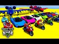 Gta v spiderman crazy car racing with super cars motorcycle with trevor epic stunt map challenge