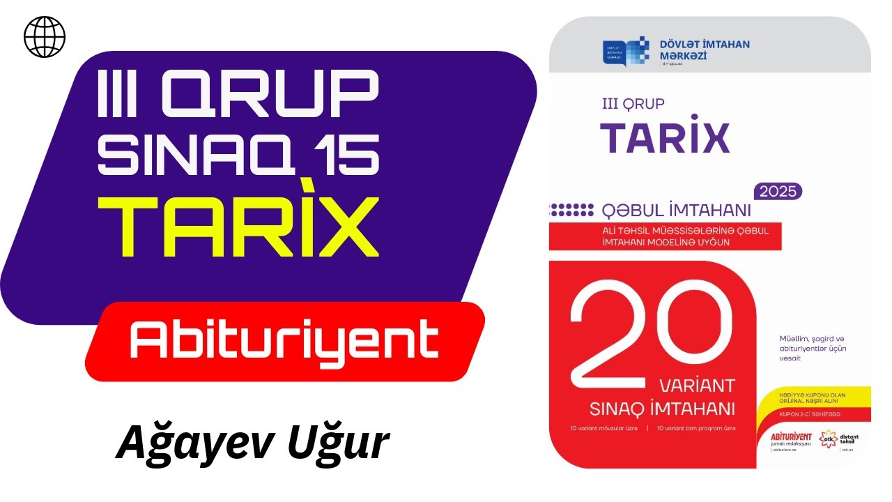 Tarix 20 sınaq / DİM / Sınaq 15 / Blok 3 / #Uğurmüəllim