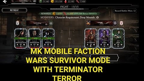 MK MOBILE FACTION WARS SURVIVOR MODE WITH TERMINATOR TERROR