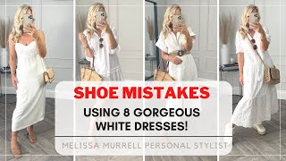 White Dresses - Bad Shoes! Shoe mistakes that ruin dresses and make you look frumpy!