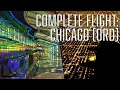 Complete takeoff  landing dark flight ambience beginning at ord t3 airport  attendant  call dings