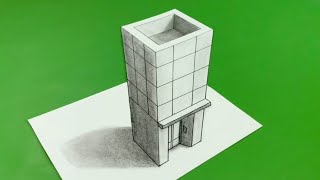 Comment dessiner un building 3d, dessin illusion d’optique