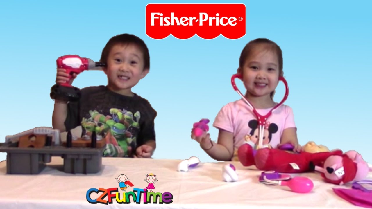 Fisher Price Drillin Action Tool Medical Kit Teletubbies Poe and Peppa Pig Checkup