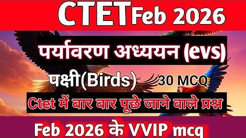 Ctet evs environmental studies birds Top 30 mcq previous paper mcq/Ctet Feb 2026. Environment evs...