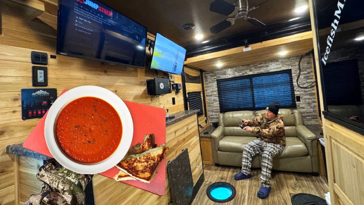 Solo Camping in Luxury Ice Fishing House!